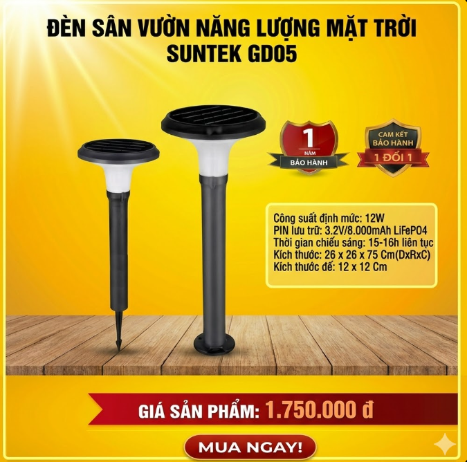 Đènn sân vườn năng lượng mặt trời SUNTEK GD05