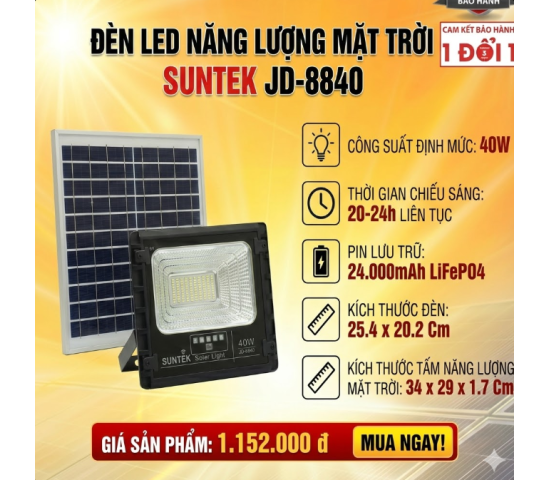 Đènn LED năng lượng mặt trời SUNTEK JD-8840