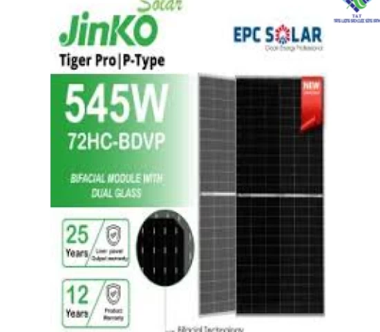 Tấm pin năng lượng mặt trời| 2 mặt kính Bifacial| Jinko Tiger Pro 545W P-type |72HC-BDVP