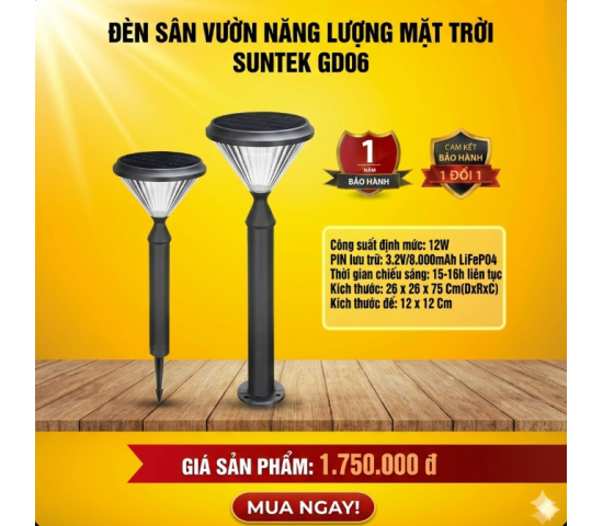 Đènn sân vườn năng lượng mặt trời SUNTEK GD06