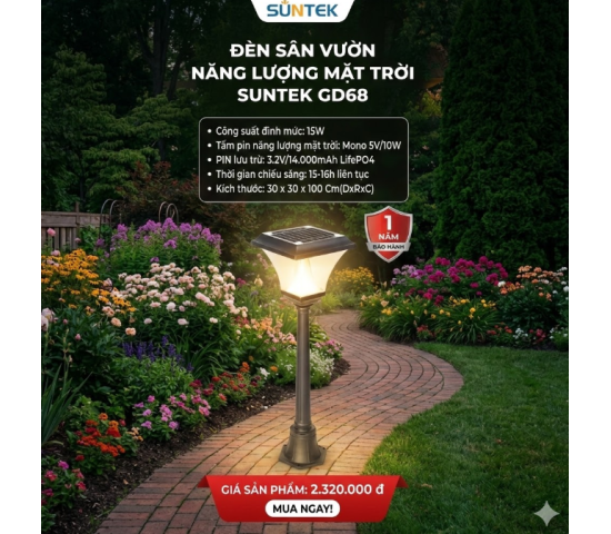 Đènn sân vườn năng lượng mặt trời SUNTEK GD68