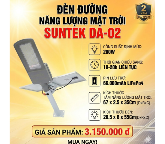 Đènn đường năng lượng mặt trời SUNTEK DA-02