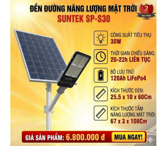 Đènn Cao áp năng lượng mặt trời SUNTEK SP-S30